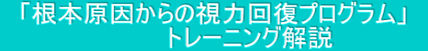 　「根本原因からの視力回復プログラム」　 　　　　トレーニング解説